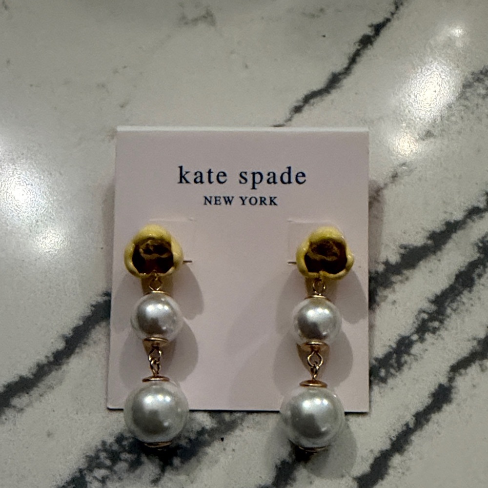 kate spade Pearl Drop Earrings with Gold Flower Studs